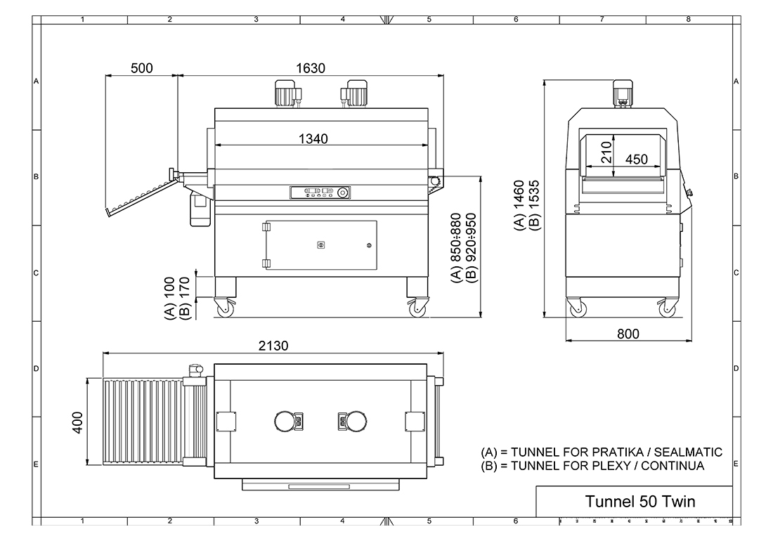Schrumpftunnel 50 Twin Maße